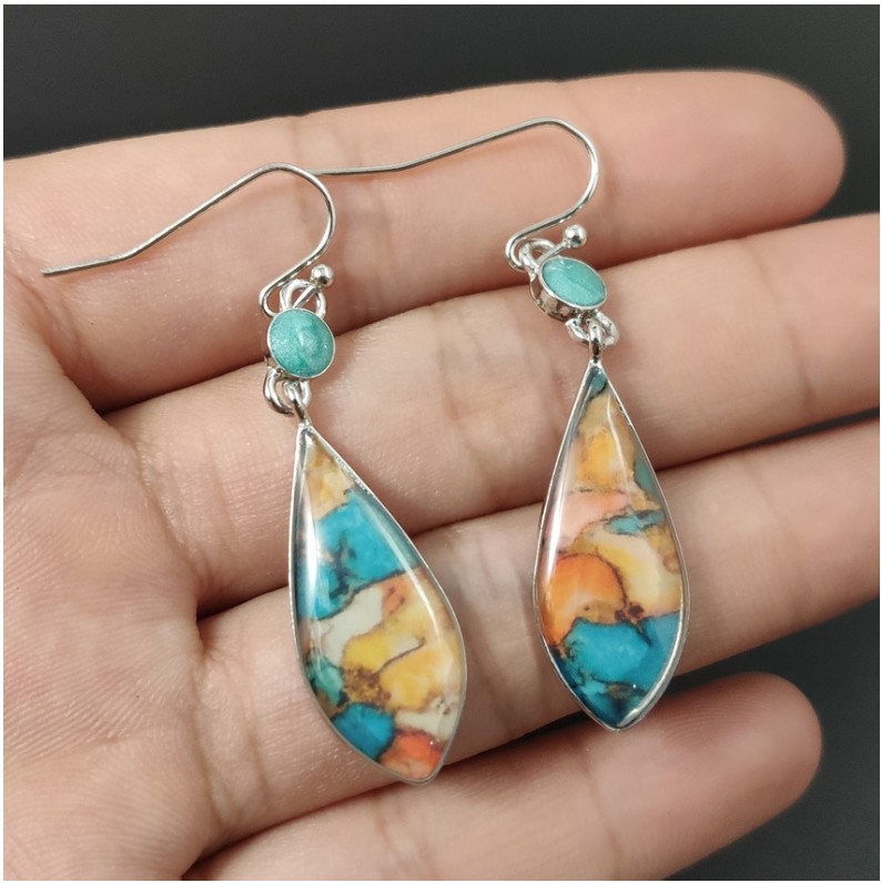 Vintage Style Water Droplets Alloy Inlay Colored Glaze Earrings 1 Set display picture 2