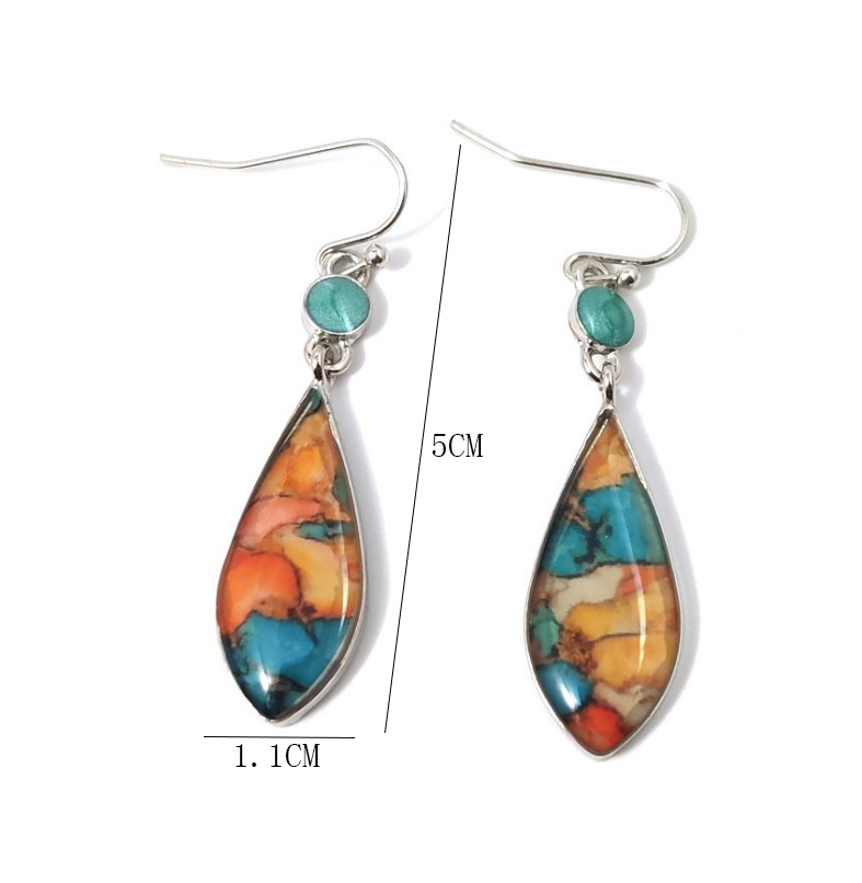 Vintage Style Water Droplets Alloy Inlay Colored Glaze Earrings 1 Set display picture 7