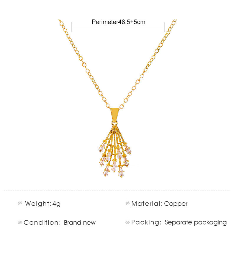 Fashion Tassel Alloy Inlay Zircon Pendant Necklace display picture 2