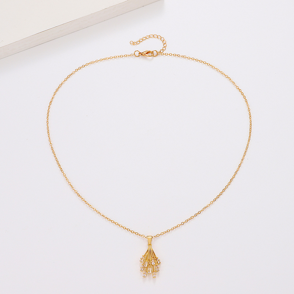 Fashion Tassel Alloy Inlay Zircon Pendant Necklace display picture 6
