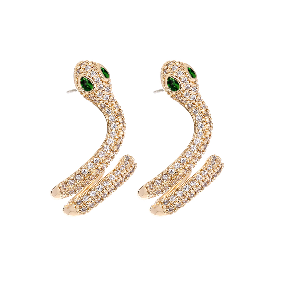 Fashion Snake Copper Ear Clips Plating Zircon Copper Earrings display picture 3