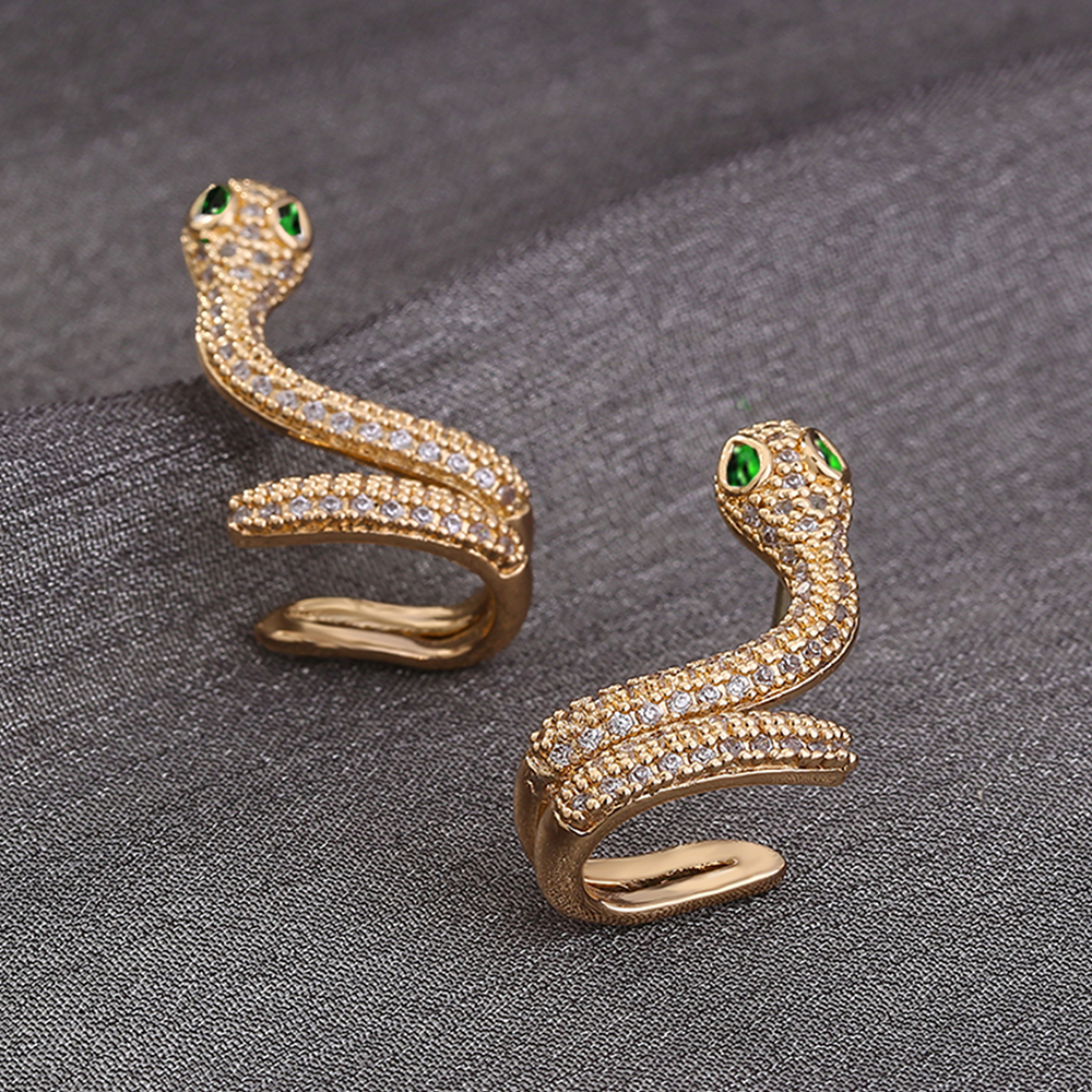 Fashion Snake Copper Ear Clips Plating Zircon Copper Earrings display picture 2