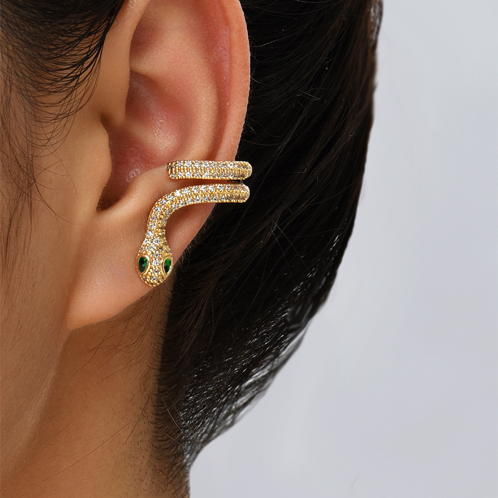 Fashion Snake Copper Ear Clips Plating Zircon Copper Earrings display picture 8
