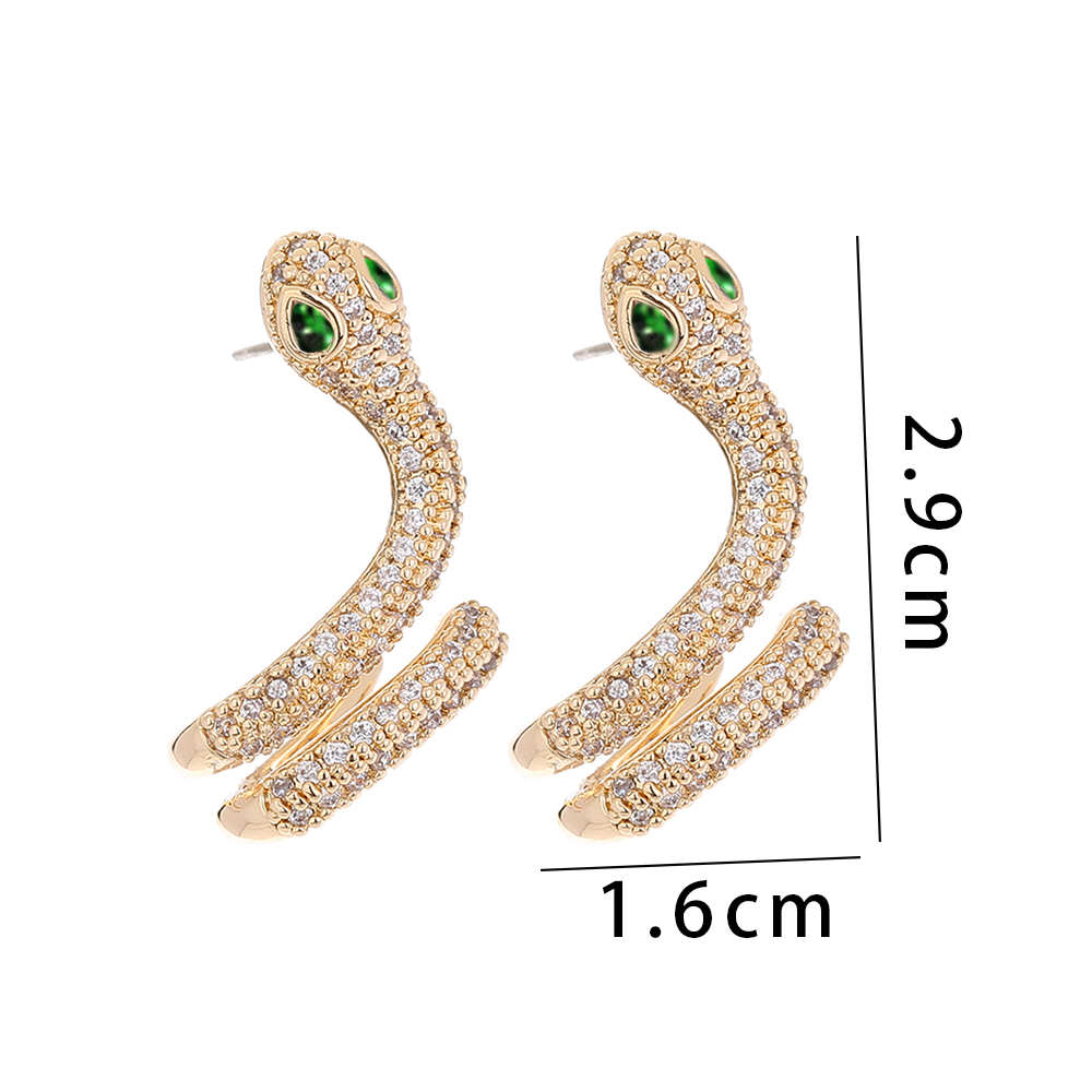 Fashion Snake Copper Ear Clips Plating Zircon Copper Earrings display picture 7