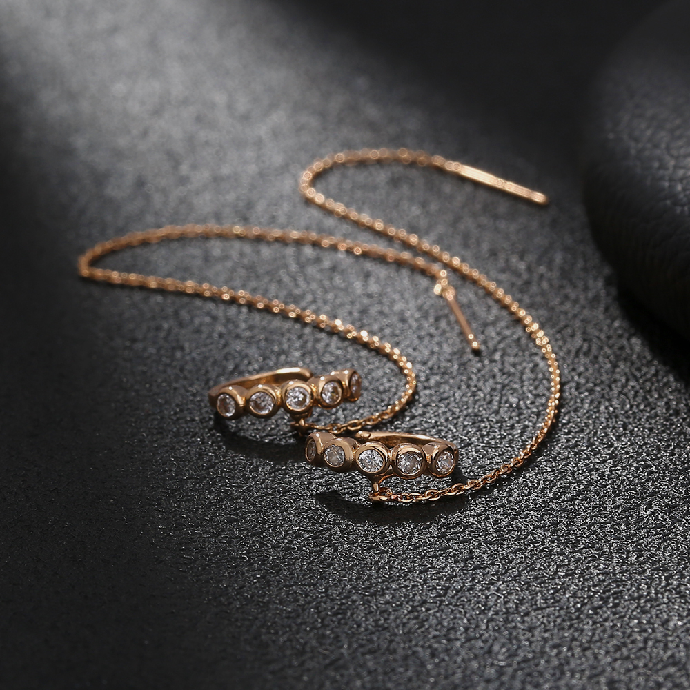 1 Pair Fashion C Shape Tassel Plating Copper Zircon Drop Earrings display picture 5