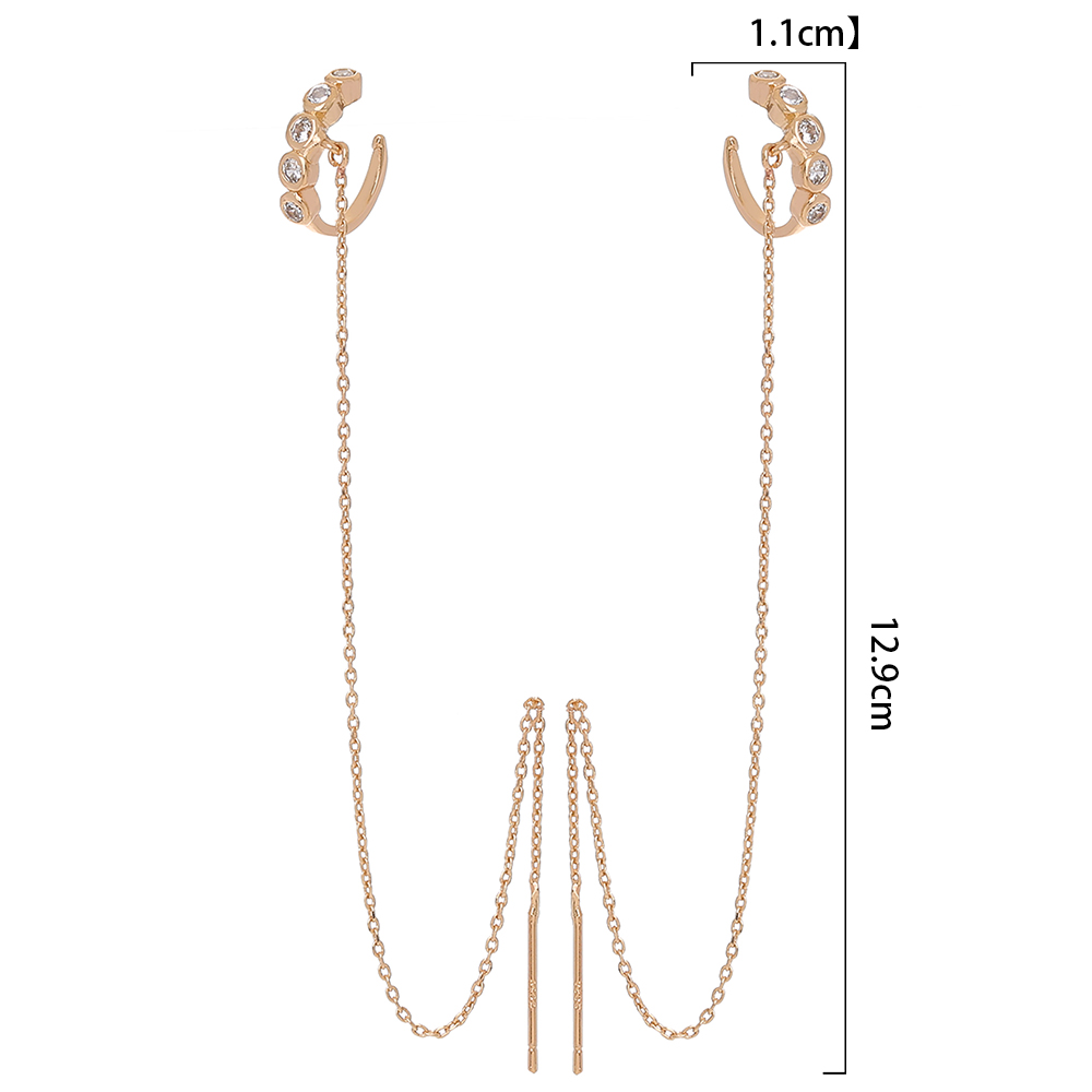 1 Pair Fashion C Shape Tassel Plating Copper Zircon Drop Earrings display picture 7