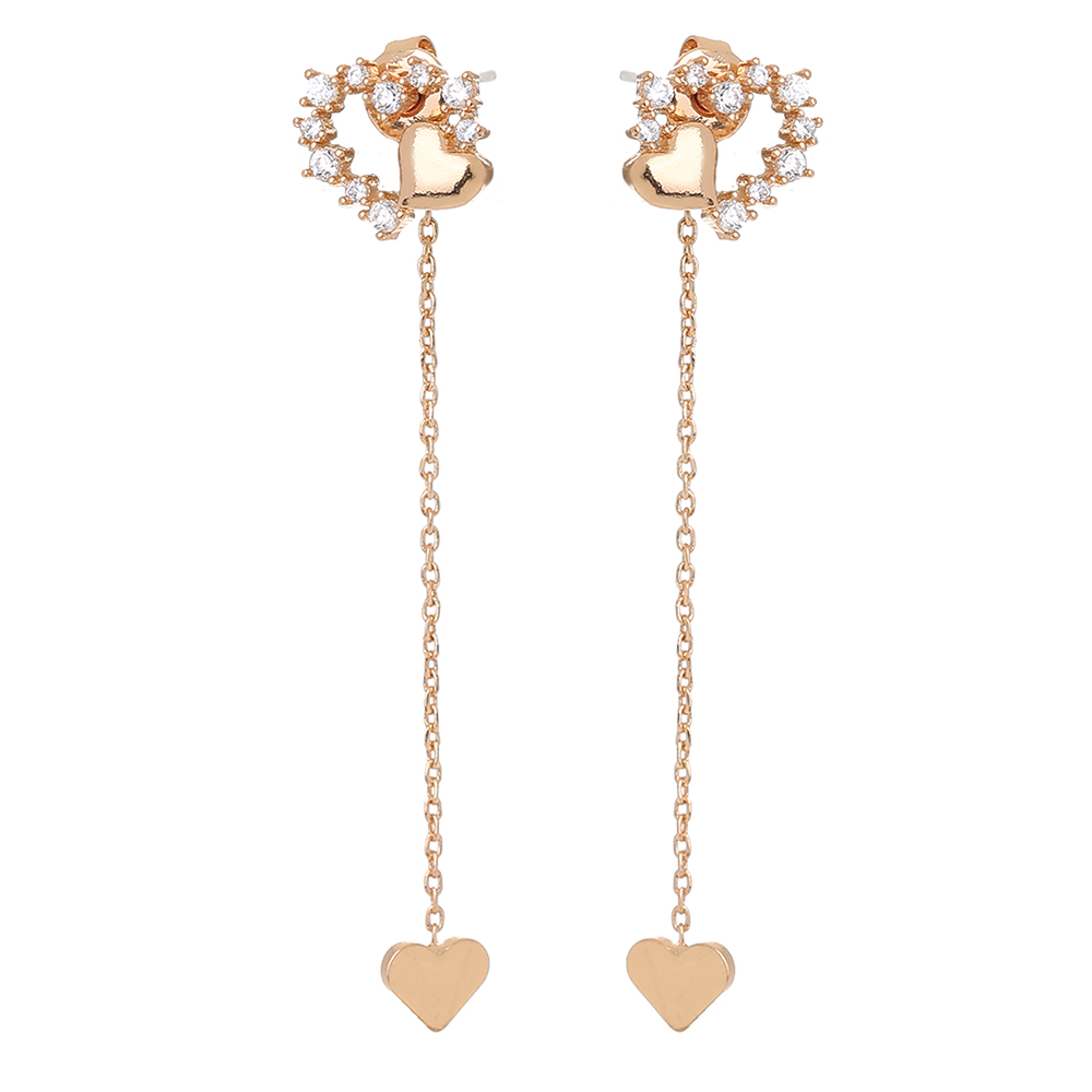 Fashion Heart Shape Copper Earrings Plating Zircon Copper Earrings 1 Pair display picture 7