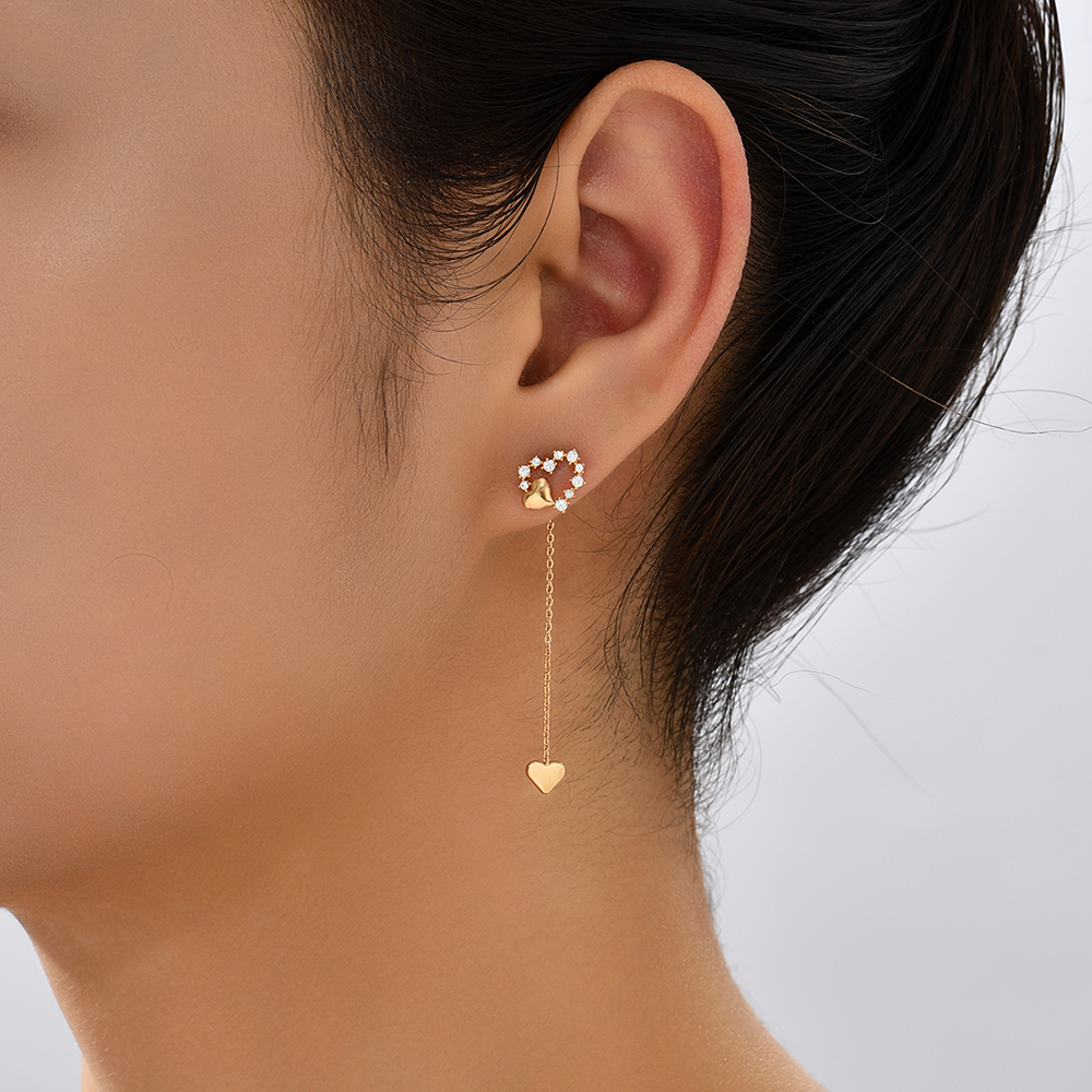 Fashion Heart Shape Copper Earrings Plating Zircon Copper Earrings 1 Pair display picture 9