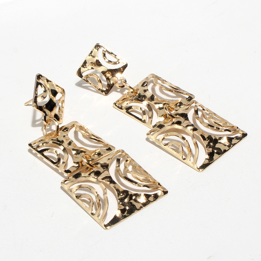 Fashion Square Alloy Plating Hollow Out Alloy Drop Earrings display picture 2