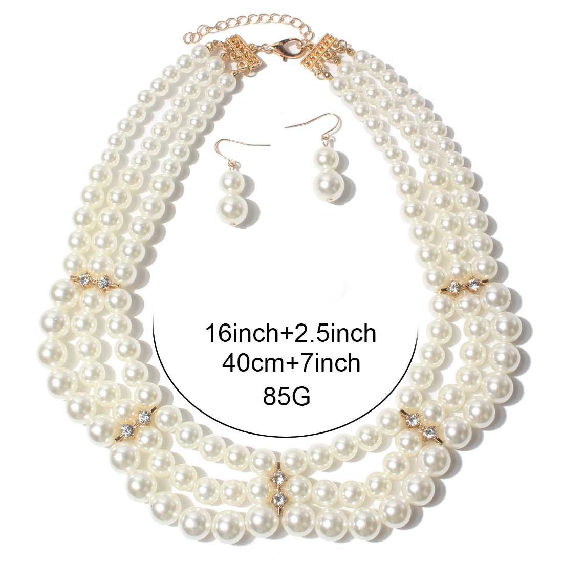Elegant Geometric Imitation Pearl Beaded Layered Pearl Necklace display picture 1