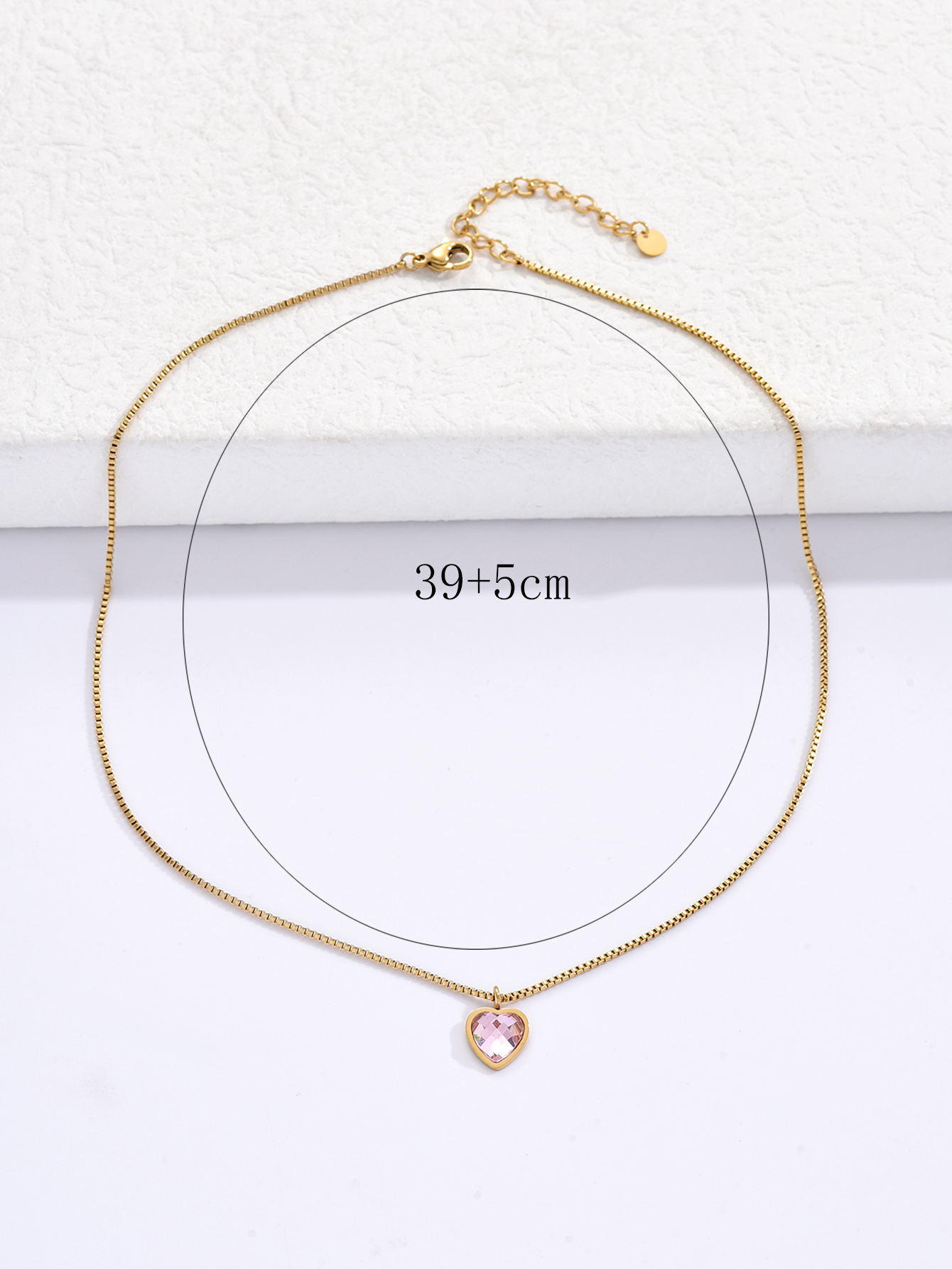 304 Stainless Steel 14K Gold Plated Cute Heart Shape Zircon Pendant Necklace display picture 3