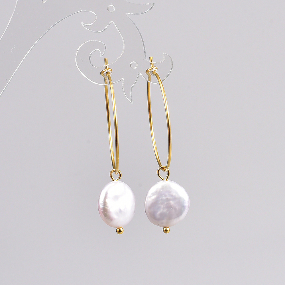 Fashion Geometric Titanium Steel Earrings Plating Pearl Stainless Steel Earrings display picture 2