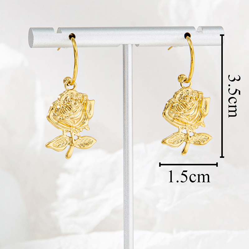 Romantic Rose Stainless Steel Drop Earrings Plating Stainless Steel Earrings display picture 1