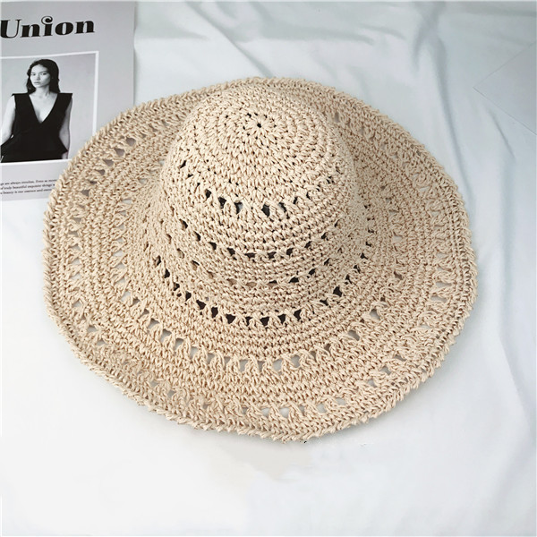 Unisex Vacation Solid Color Wide Eaves Straw Hat display picture 1