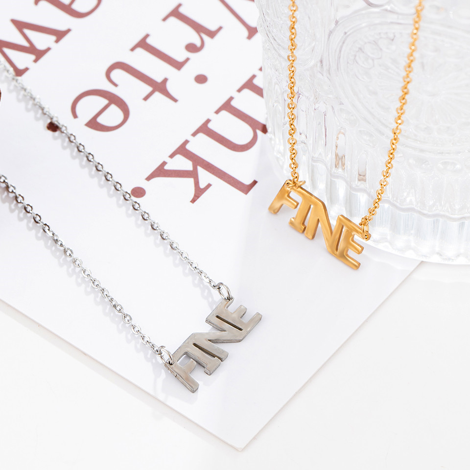 Simple Style Letter Stainless Steel Pendant Necklace Metal Stainless Steel Necklaces display picture 4