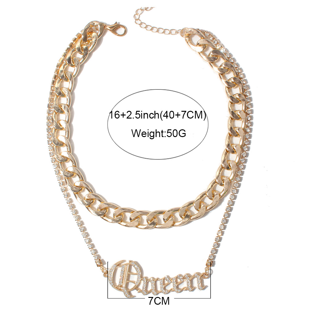 Fashion Letter Alloy Inlay Rhinestone Layered Necklaces display picture 1