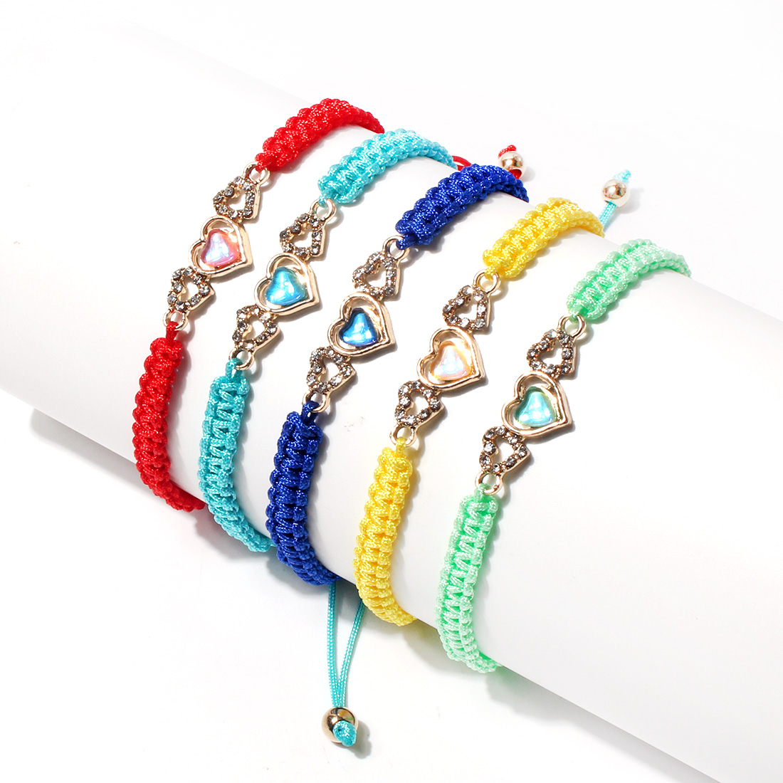 Style Simple Forme De Cœur Fibre Synthétique Alliage Tricot Strass Bracelets display picture 1