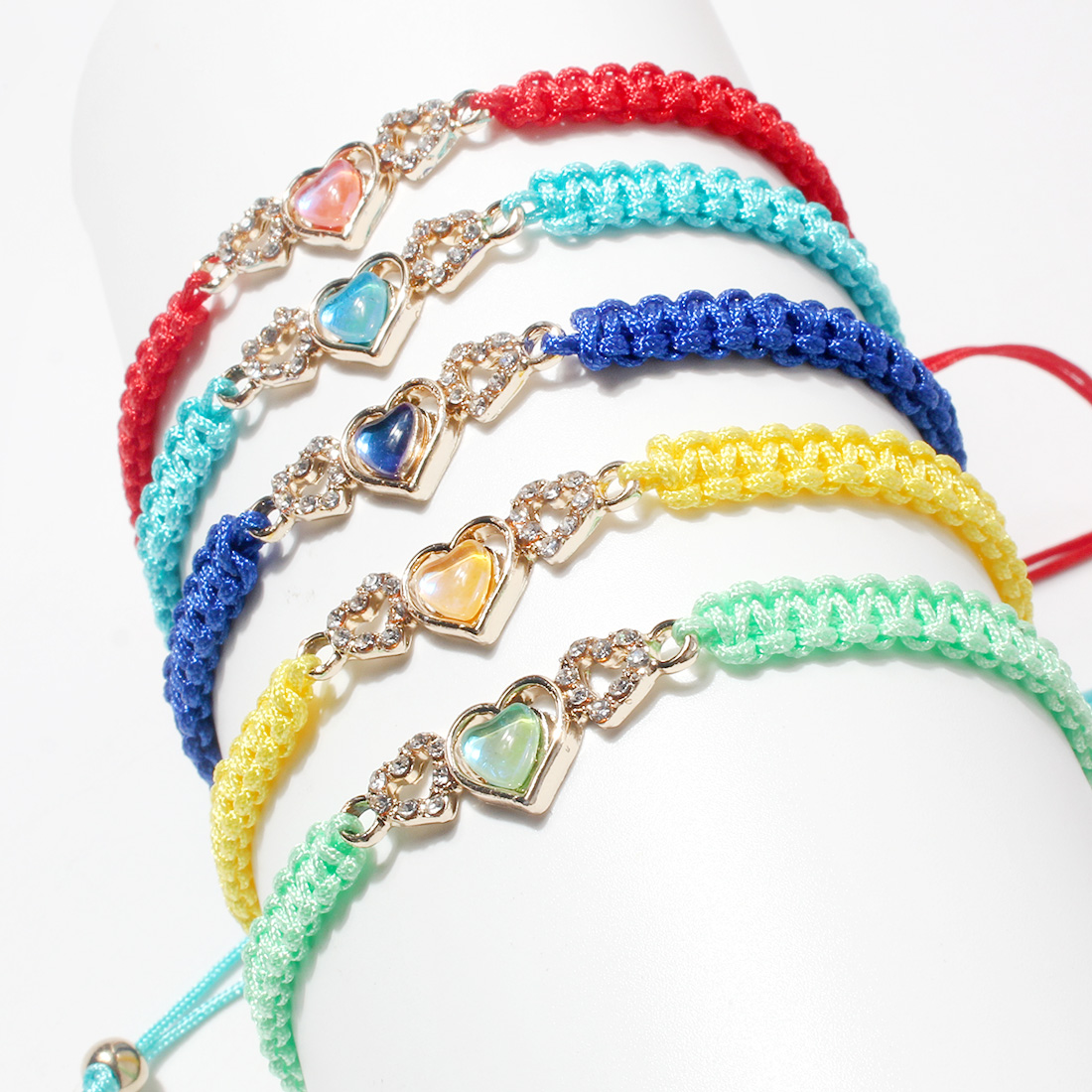 Style Simple Forme De Cœur Fibre Synthétique Alliage Tricot Strass Bracelets display picture 2