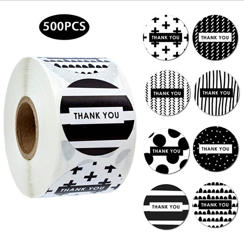 Copperplate Sticker Pack Black & White Thank You Decorative Label Sticker display picture 1