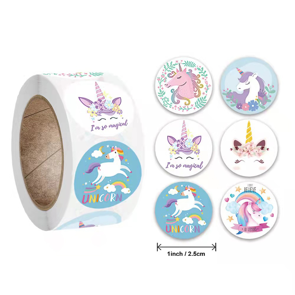 Copper Plate Sticker Pack Cute Cartoon Unicorn Kids Reward Sticker display picture 2