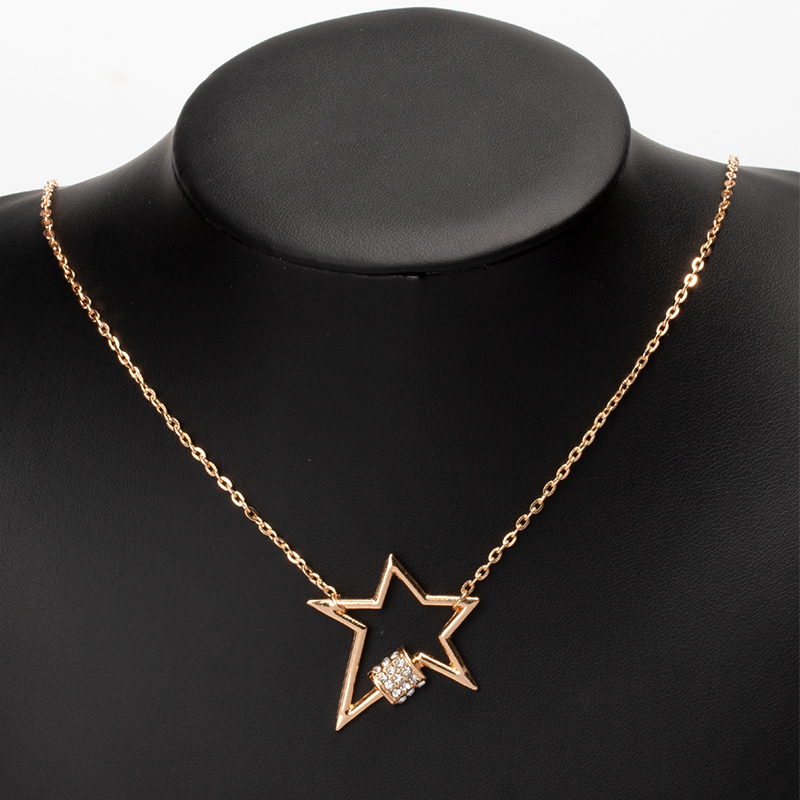 Simple Style Pentagram Alloy Plating Inlay Rhinestone Pendant Necklace display picture 4
