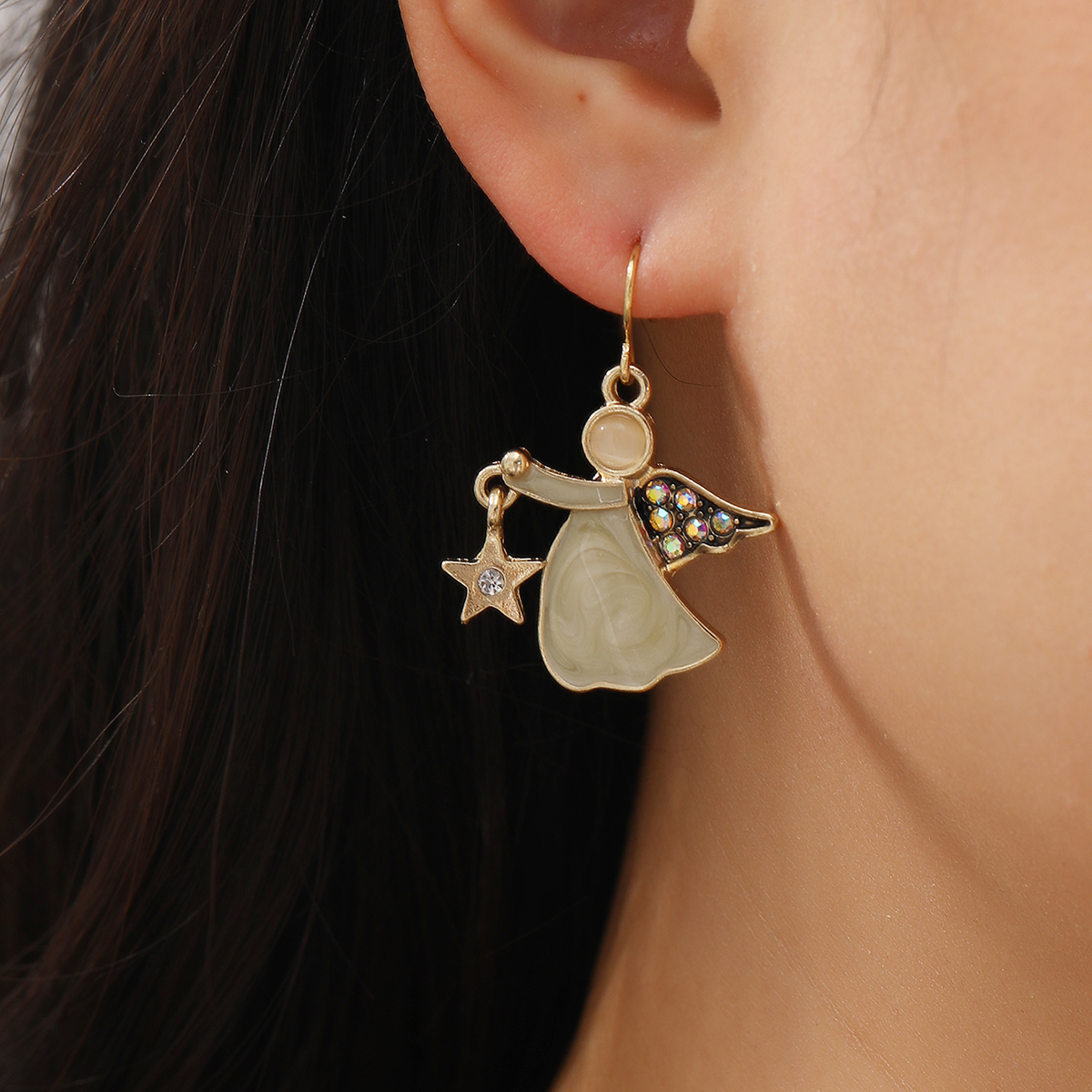 Cute Human Alloy Drop Earrings display picture 8