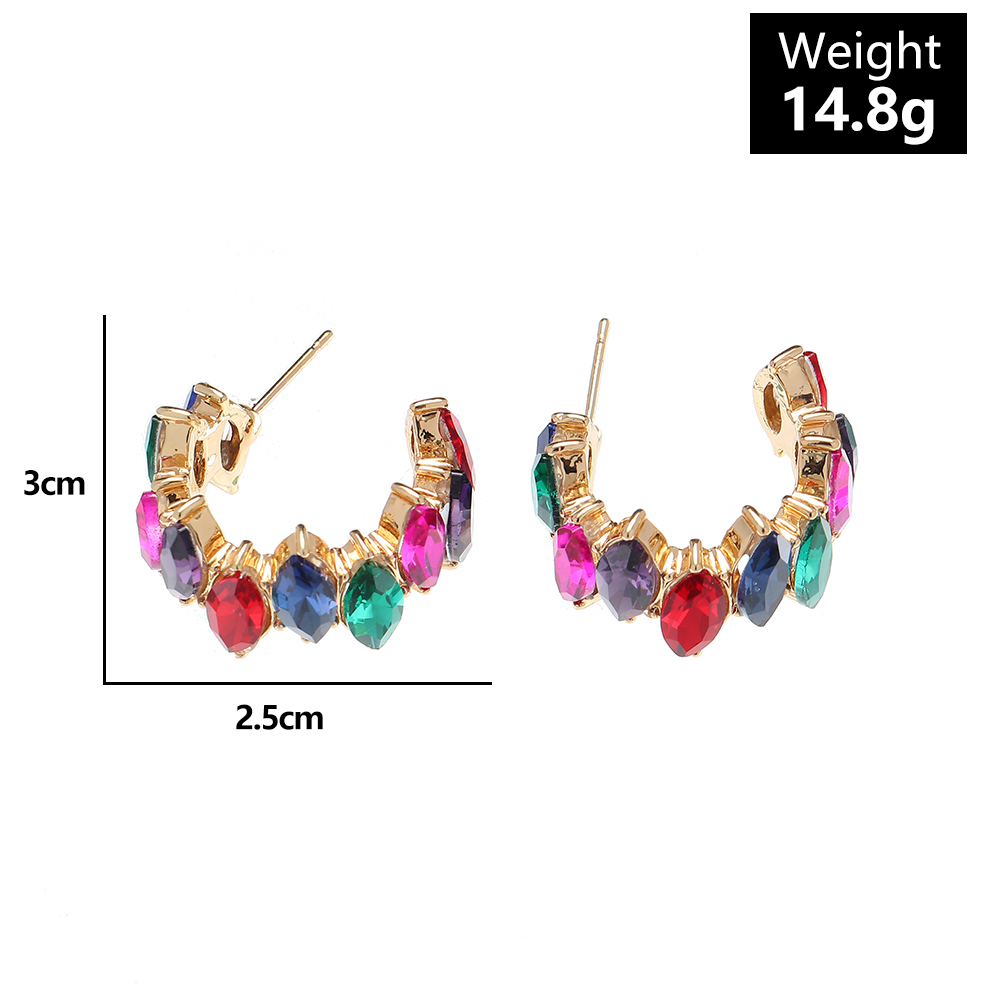Ethnic Style Semicircle Oval Alloy Hollow Out Glass Drop Earrings 1 Pair display picture 1