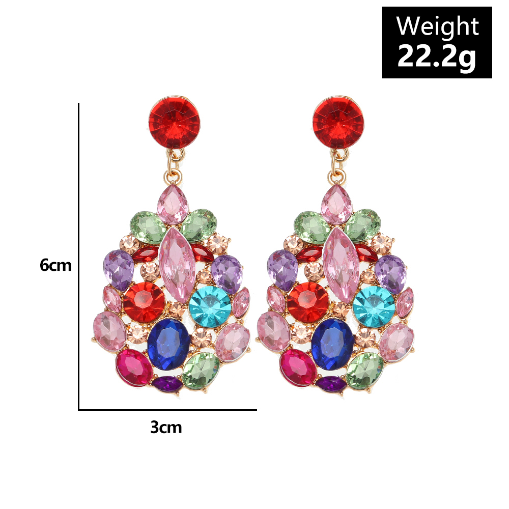 Ethnic Style Semicircle Oval Alloy Hollow Out Glass Drop Earrings 1 Pair display picture 2