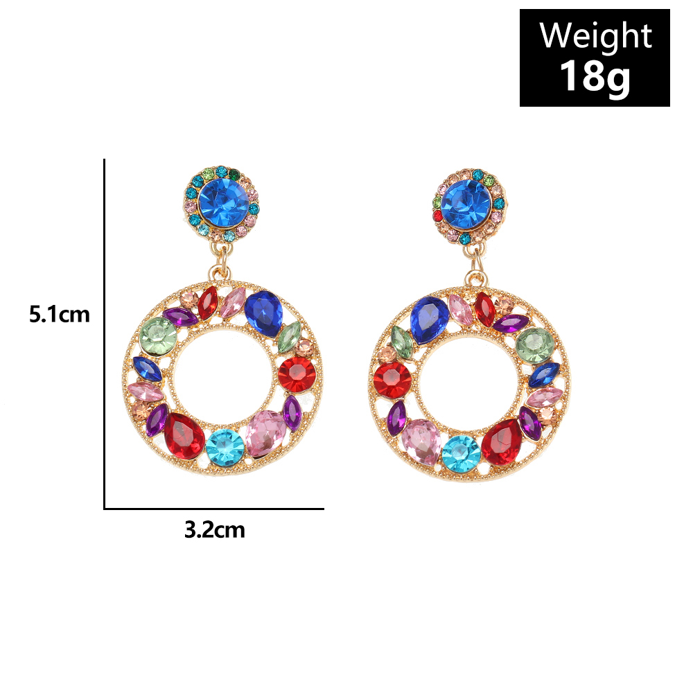 Ethnic Style Semicircle Oval Alloy Hollow Out Glass Drop Earrings 1 Pair display picture 4