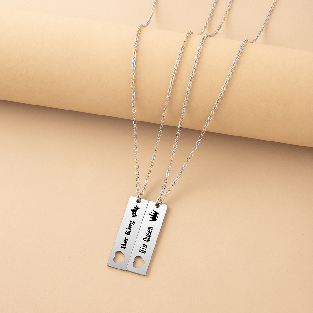 Queen Letter Crown Stainless Steel Pendant Necklace Stainless Steel Necklaces display picture 3