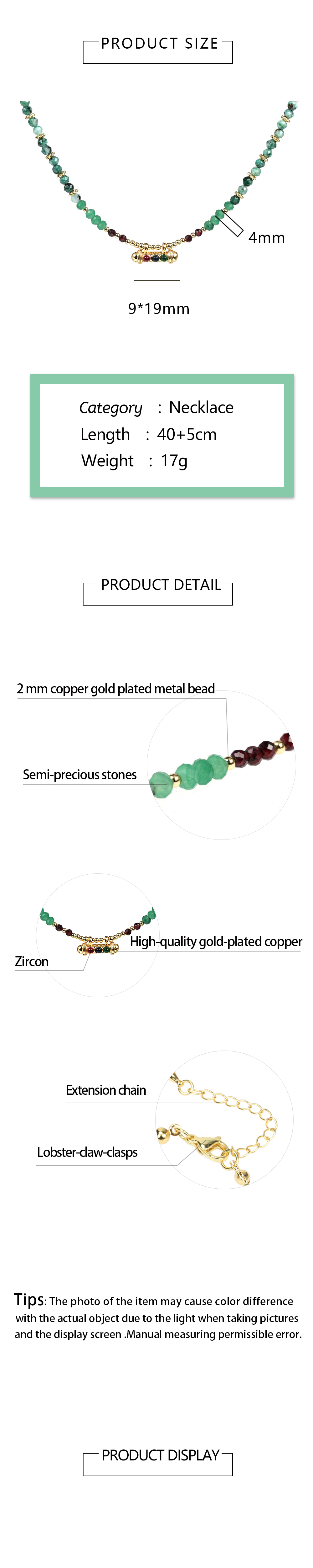 Ferien Geometrisch Gemischte Materialien Messing Halskette Spleißen Künstlicher Kristall Kupfer Halsketten display picture 1
