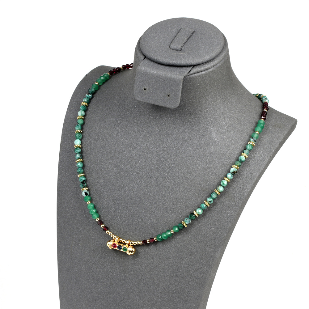 Ferien Geometrisch Gemischte Materialien Messing Halskette Spleißen Künstlicher Kristall Kupfer Halsketten display picture 5
