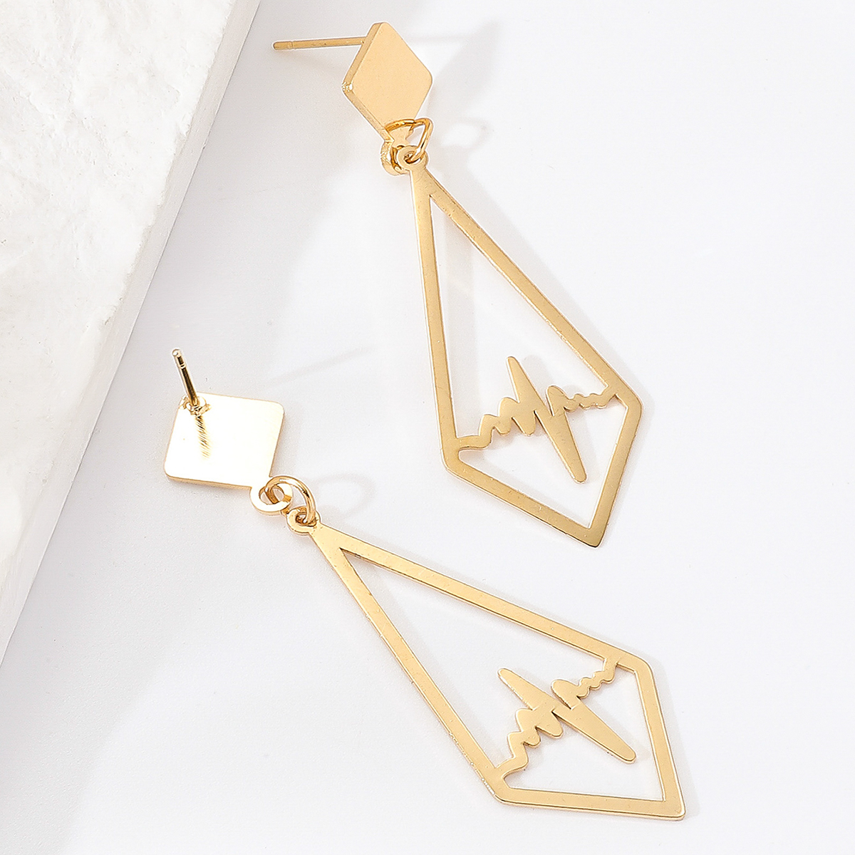 Fashion Electrocardiogram Copper Dangling Earrings Plating Copper Earrings display picture 2