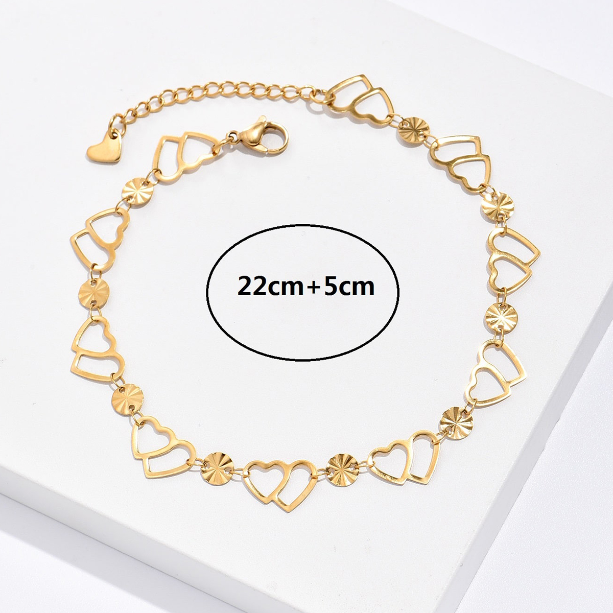 Fashion Heart Shape 201 Stainless Steel Plating Hollow Out 18K Gold Plated Unisex Anklet display picture 3
