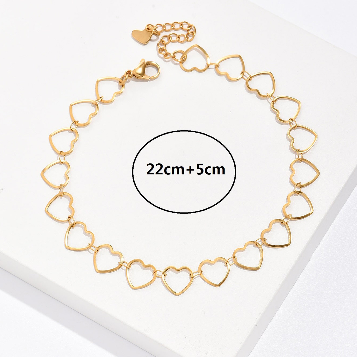 Fashion Heart Shape 201 Stainless Steel Plating Hollow Out 18K Gold Plated Unisex Anklet display picture 6