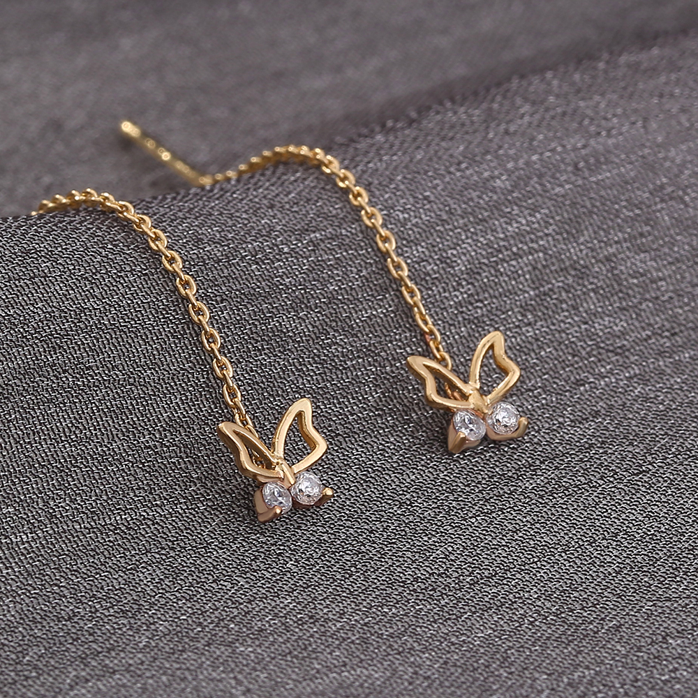 Fashion Butterfly Copper Earrings Tassel Zircon Copper Earrings 1 Pair display picture 6