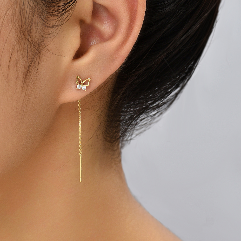 Fashion Butterfly Copper Earrings Tassel Zircon Copper Earrings 1 Pair display picture 9