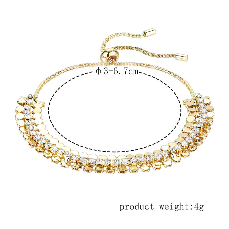 Simple Style Round Copper Bracelets Gold Plated Rhinestone Copper Bracelets display picture 5