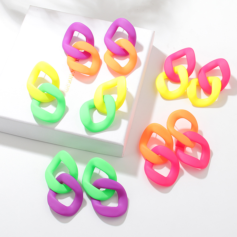 Exaggerated Geometric Arylic Patchwork Ear Studs display picture 2