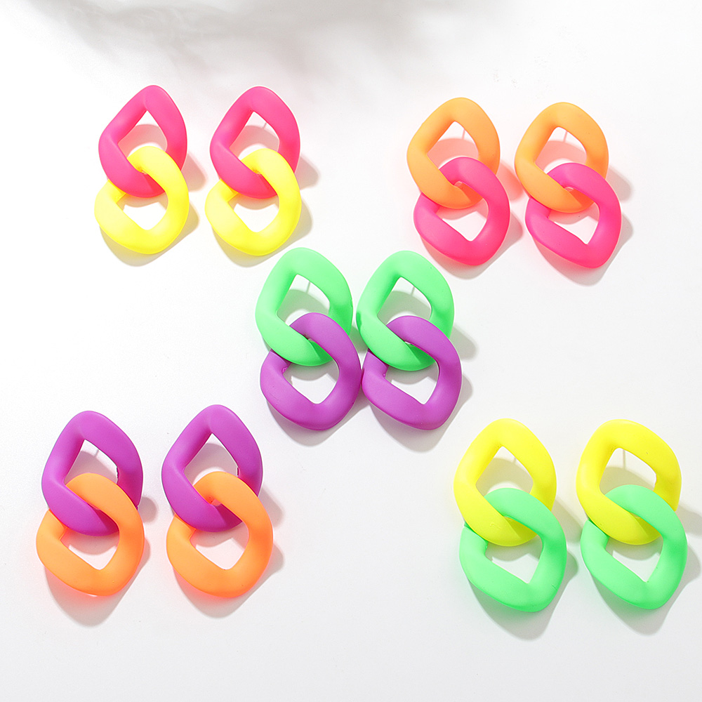 Exaggerated Geometric Arylic Patchwork Ear Studs display picture 4