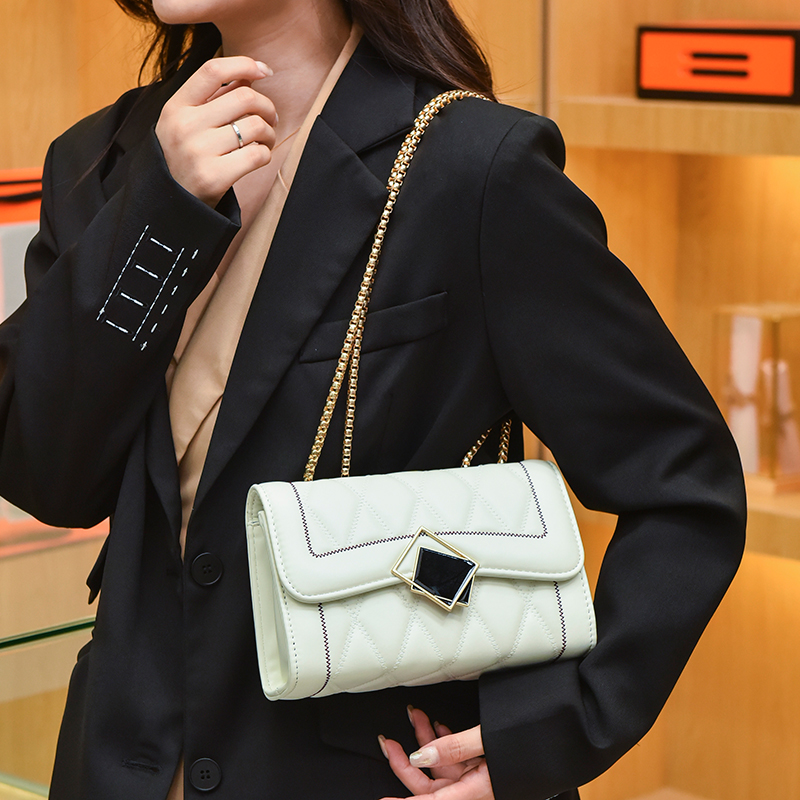 Fashion Solid Color Square Lock Chain Bag display picture 5