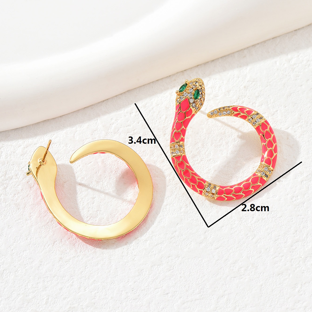 Fashion Snake Copper Ear Studs Gold Plated Zircon Copper Earrings 1 Pair display picture 5