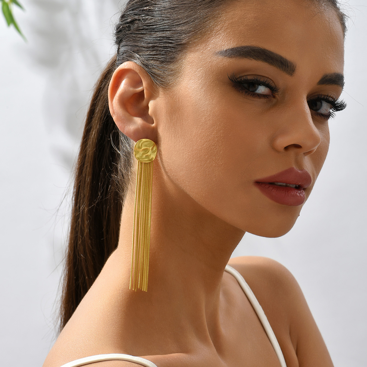 Simple Style Tassel Copper Dangling Earrings Gold Plated Copper Earrings 1 Pair display picture 2