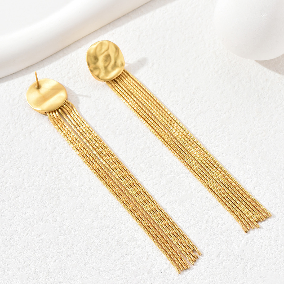 Simple Style Tassel Copper Dangling Earrings Gold Plated Copper Earrings 1 Pair display picture 5