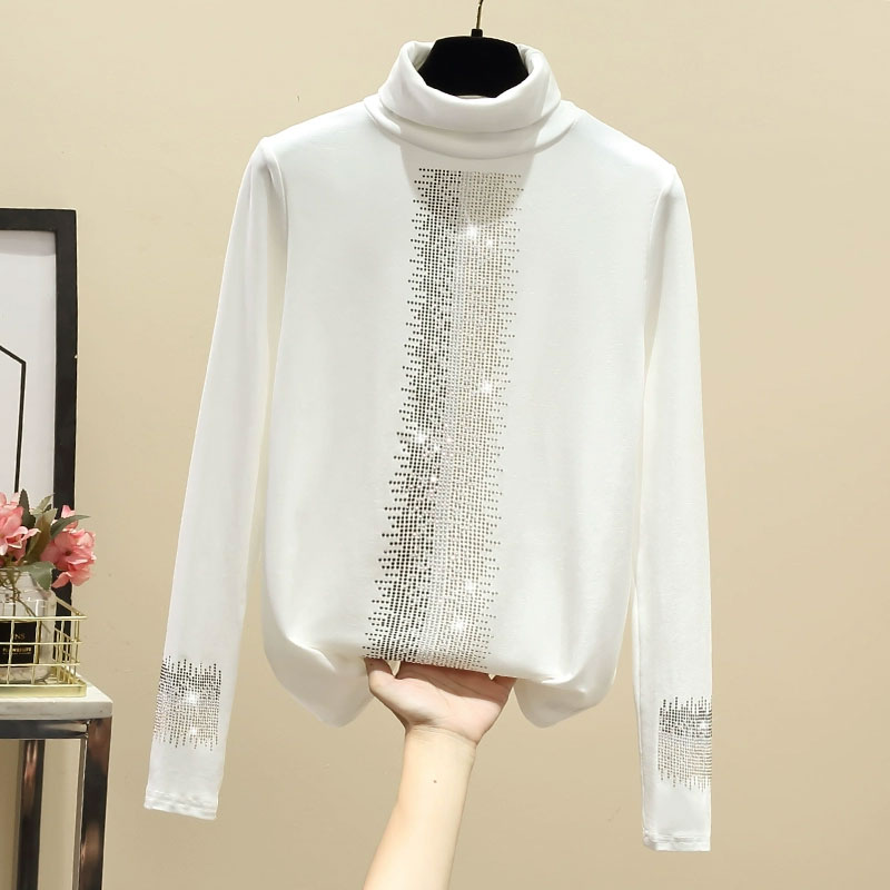 Women's T-shirt Long Sleeve T-shirts Diamond Fashion Solid Color display picture 2