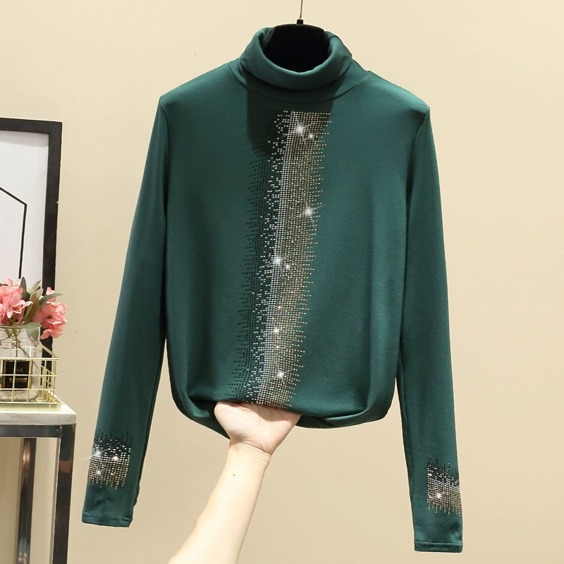 Women's T-shirt Long Sleeve T-shirts Diamond Fashion Solid Color display picture 3