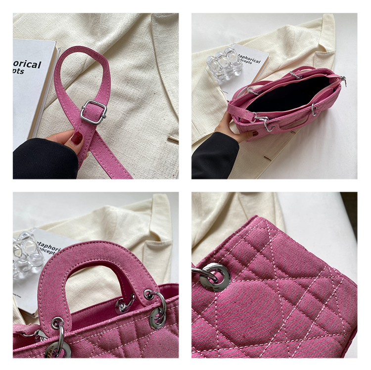 Women's Medium Denim Solid Color Fashion Square Zipper Crossbody Bag display picture 9
