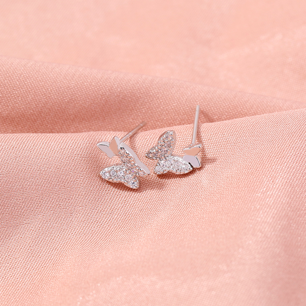 Cute Moon Flower Butterfly Copper Earrings Inlay Zircon Copper Earrings 1 Pair display picture 18