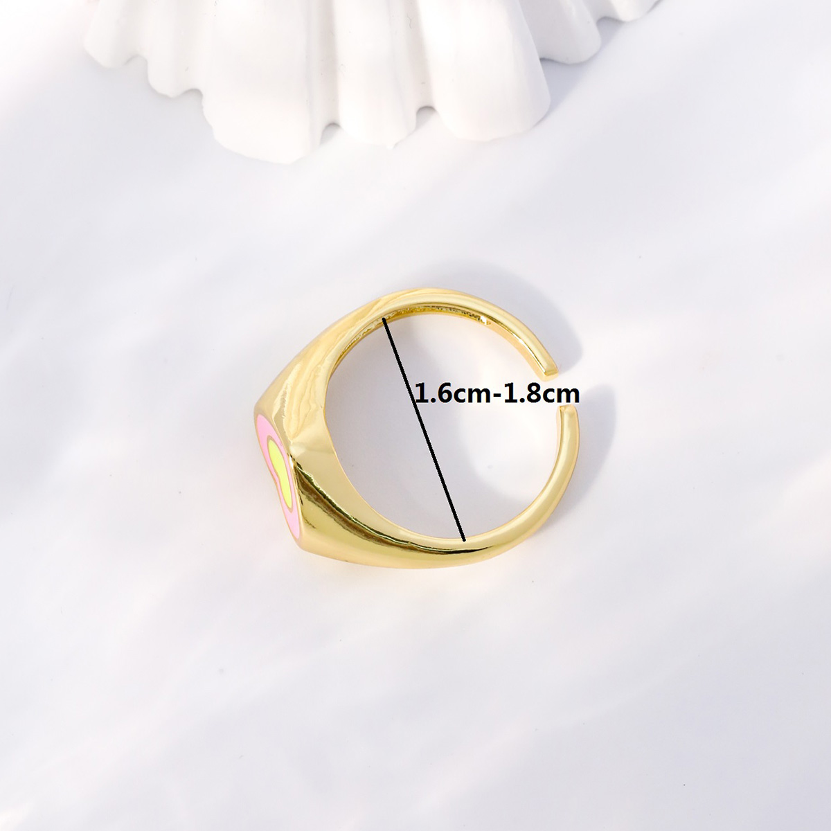 Mode Herzform Kupfer Offener Ring Emaille Vergoldet Kupfer Ringe 1 Stück display picture 1