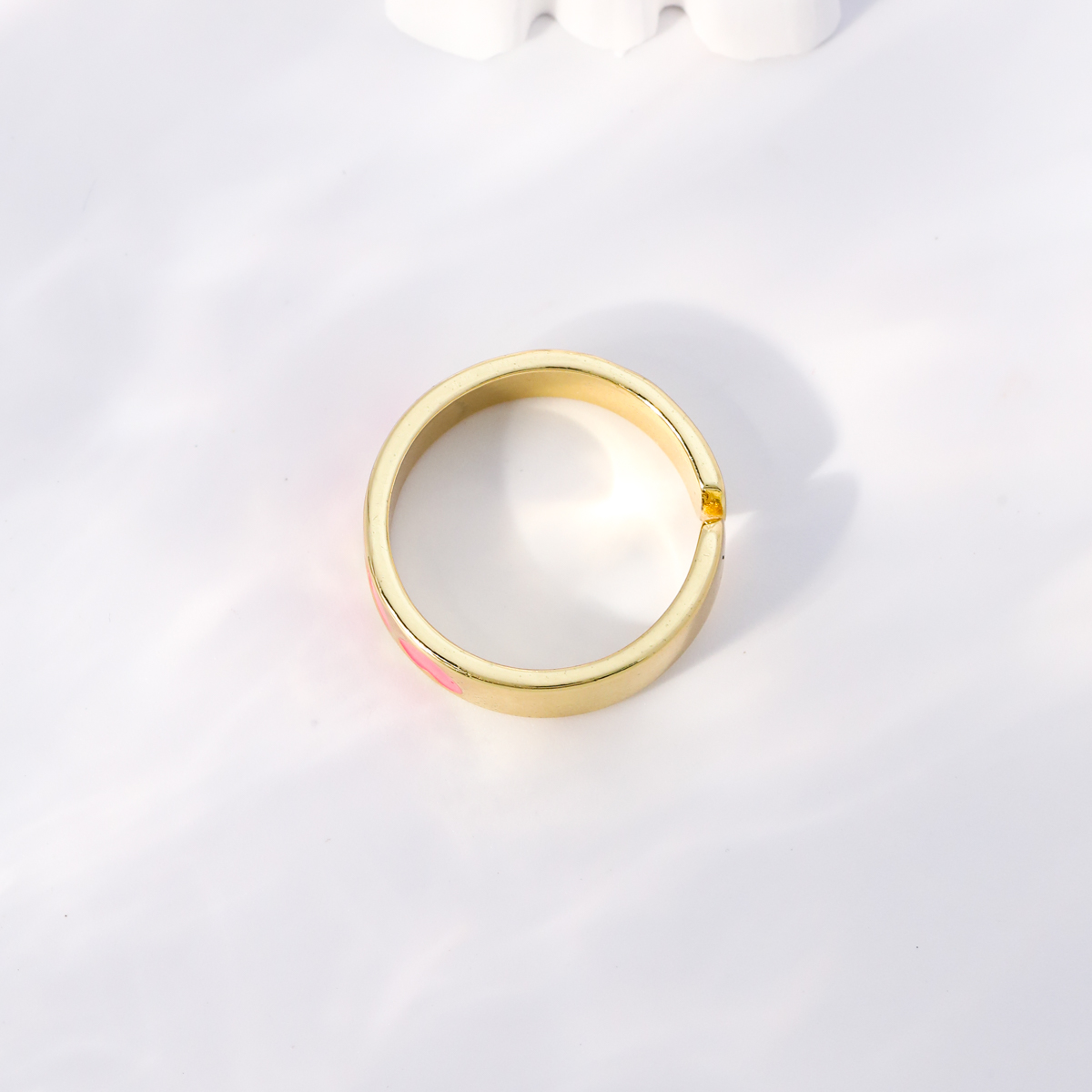 Mode Herzform Kupfer Offener Ring Emaille Vergoldet Kupfer Ringe 1 Stück display picture 2